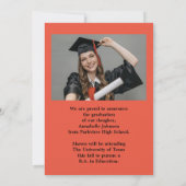 Modernes Foto Orange Abschluss Ankündigung (Rückseite)