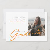 Modernes Foto Orange Graduate Ankündigung (Vorderseite)