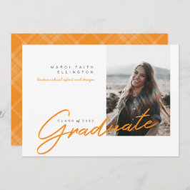 Modernes Foto Orange Graduate Ankündigung