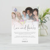 Modernes Foto Overlay Brautparty Liebe Dank Karte (Stehend Vorderseite)