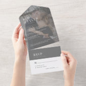 Modernes Foto-Overlay-Hochzeit RSVP All In One Einladung (Abreißtisch)