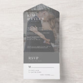 Modernes Foto-Overlay-Hochzeit RSVP All In One Einladung (Innen)