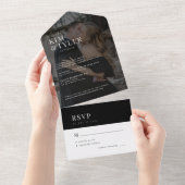 Modernes Foto-Overlay-Hochzeit RSVP All In One Einladung (Abreißtisch)