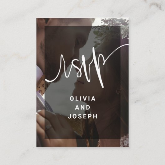 Modernes Foto Overlay | HochzeitsrSVP mit QR-Code Begleitkarte (Rückseite)