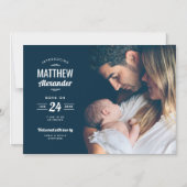 Modernes Foto Overlay Magnetic Birth Ankündigung (Vorderseite)