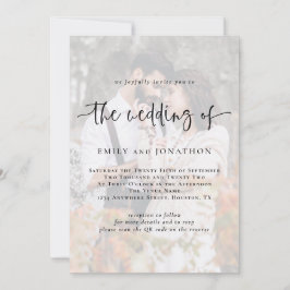 Modernes Foto-Overlay QR-Code Hochzeitseinladung Einladung