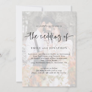 Modernes Foto-Overlay QR-Code Hochzeitseinladung Einladung