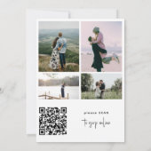 Modernes Foto-Overlay QR CODE-Skriptnamen Hochzeit Einladung (Rückseite)