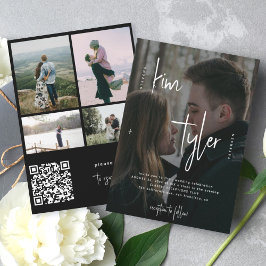 Modernes Foto-Overlay QR CODE-Skriptnamen Hochzeit Einladung