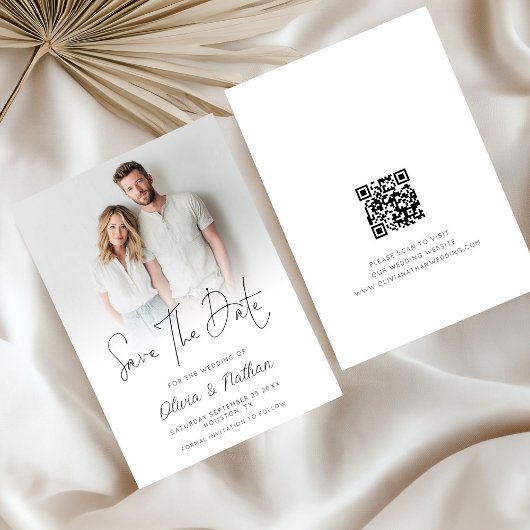 Modernes Foto-Overlay QR Save The Date