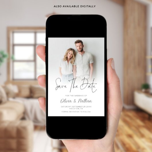 Modernes Foto-Overlay QR Save The Date