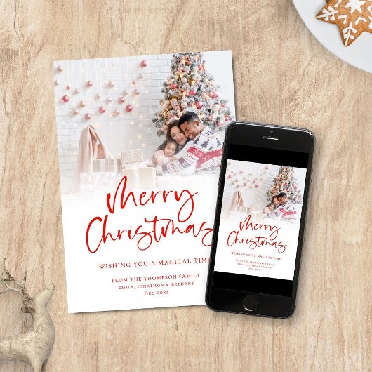 Modernes Foto Overlay Red Frohe Weihnachten