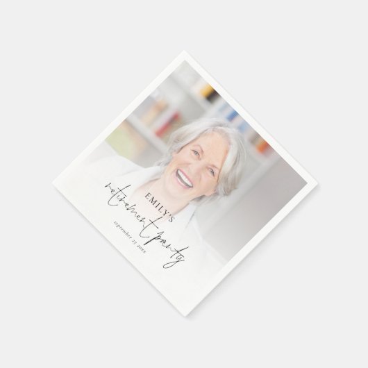 Modernes Foto Overlay Retirement Partys Napkins Serviette (Ecke)