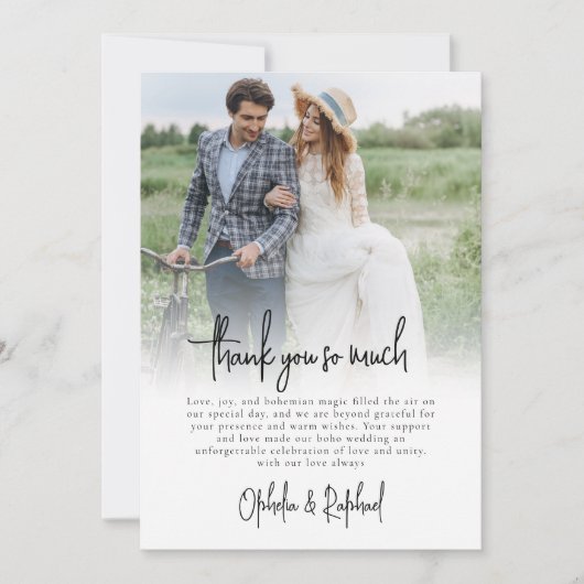 Modernes Foto Overlay Script Boho Wedding Vielen D Karte (Vorderseite)