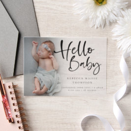 Modernes Foto Overlay-Skript Geburtsankündigung Pergament Einladungen