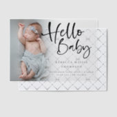 Modernes Foto Overlay-Skript Geburtsankündigung Pergament Einladungen (Versetzt (Einladung))