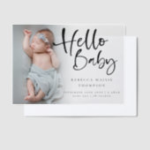 Modernes Foto Overlay-Skript Geburtsankündigung Pergament Einladungen (Versetzt)