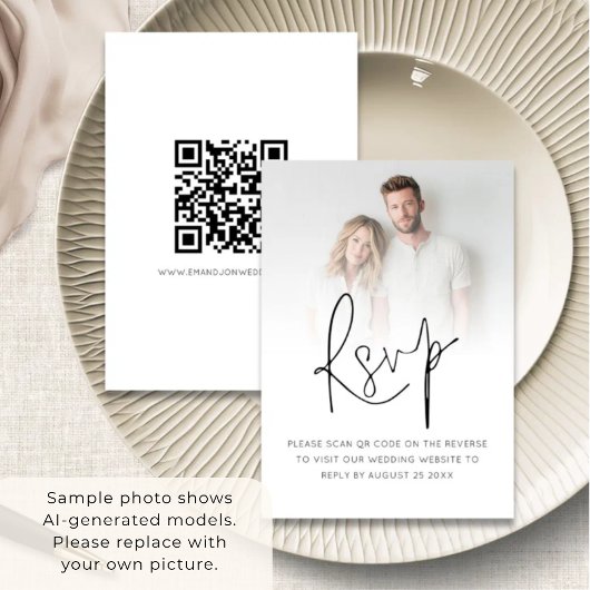 Modernes Foto-Overlay-Skript QR-Code Hochfahren RSVP Karte