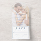 Modernes Foto Overlay Wedding RSVP Blue All In One Einladung (Innen Boden)