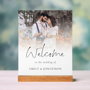 Modernes Foto Overlay Willkommen bei Hochzeit Acrylschild