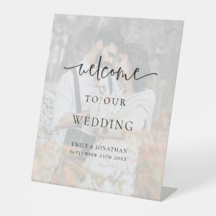 Modernes Foto Overlay Willkommen bei Hochzeit Sockelschild
