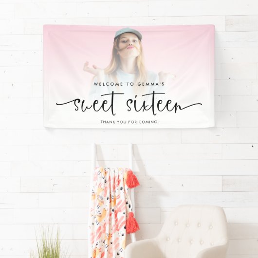 Modernes Foto Overlay Willkommen in 16 . Geburtsta Banner (Insitu)