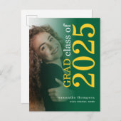 Modernes Foto Overlay Yellow Green 2023 Abschluss Ankündigungspostkarte (Vorne/Hinten)