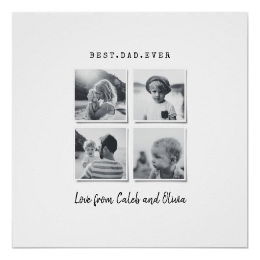 Modernes Foto Papa Geschenk elegant Schwarz-weiß c Poster (Vorderseite)