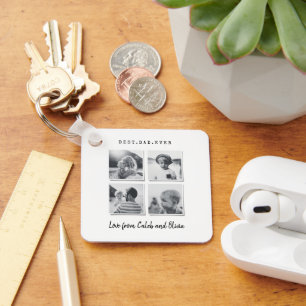 Modernes Foto Papa Geschenk elegant Schwarz-weiß c Schlüsselanhänger