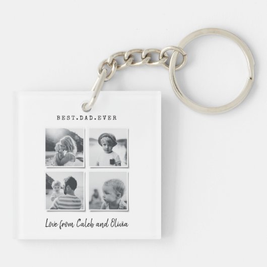 Modernes Foto Papa Geschenk elegant Schwarz-weiß Schlüsselanhänger (Rückseite)