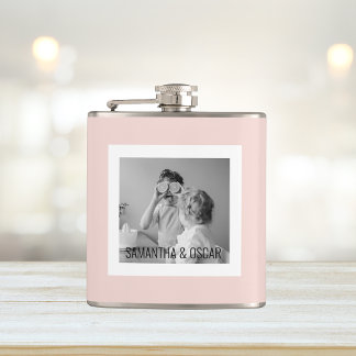 Modernes Foto Pastell Pink Einfaches Geschenk Flachmann