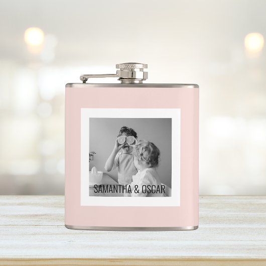 Modernes Foto Pastell Pink Einfaches Geschenk Flachmann