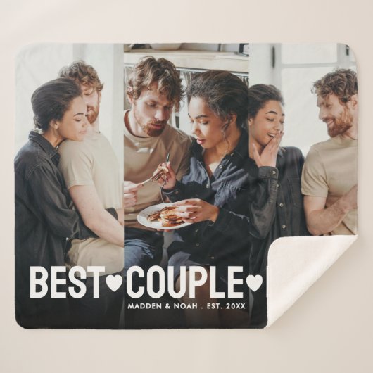 Modernes Foto Personalisiert Bestes Paar je Collag Sherpadecke (Vorderseite (Horizontal))