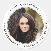 Modernes Foto Personalisierte Rücksendeadresse Runder Aufkleber (Vorderseite)