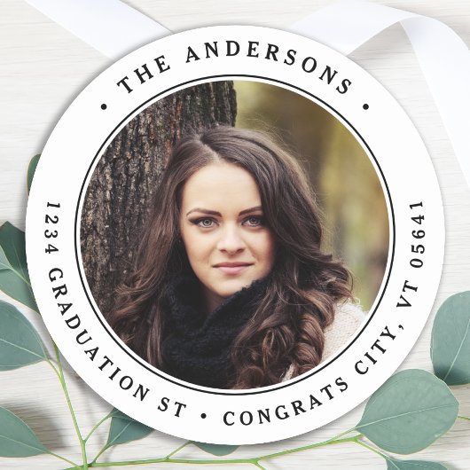 Modernes Foto Personalisierte Rücksendeadresse Runder Aufkleber