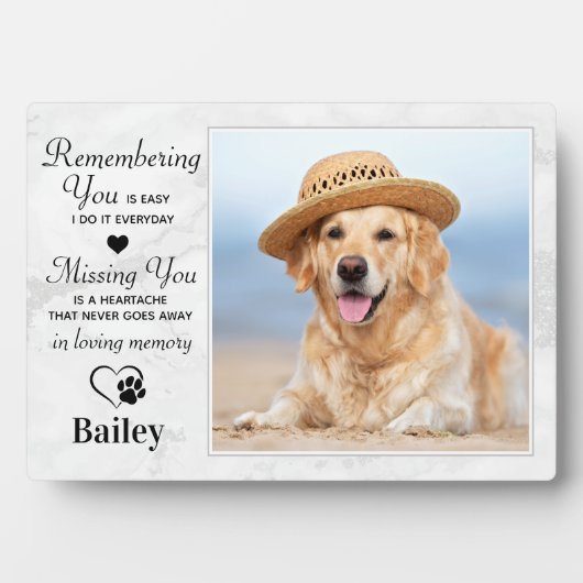 Modernes Foto Pet Loss Beileid Dog Memorial Fotoplatte (Vorderseite)