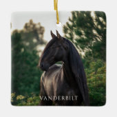 Modernes Foto Pferd Reittiere Weihnachten Keramikornament (Vorderseite)