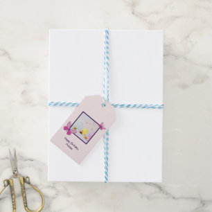 Modernes Foto Pink Blush Happy Birthday Geschenkanhänger