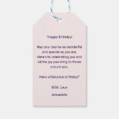 Modernes Foto Pink Blush Happy Birthday Geschenkanhänger (Rückseite)