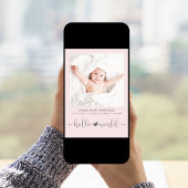 Modernes Foto Pink Girl Birth Ankündigung