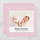 Modernes Foto Pink Pattern Geburtstag Ankündigung (Vorne/Hinten)