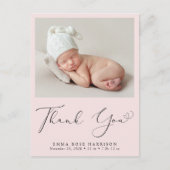 Modernes Foto Pink Vielen Dank, dass Sie geboren s Ankündigungspostkarte (Vorderseite)