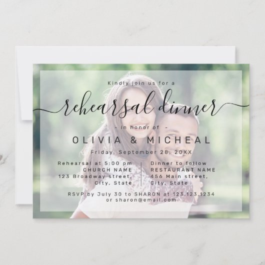 Modernes Foto Probe Dinner Einladung (Vorderseite)