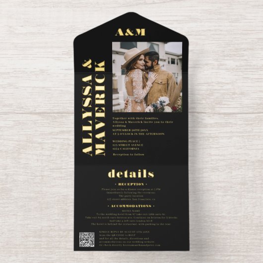 Modernes Foto qr Code All-in-One-Einladung (Innenseite)