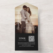 Modernes Foto QR Code Black Wedding All In One Einladung (Innen Boden)