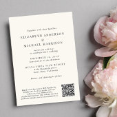 Modernes Foto QR Code Cream Wedding Einladung
