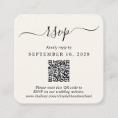 Modernes Foto QR Code Cream Wedding RSVP Begleitkarte (Vorderseite)