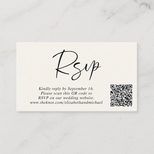 Modernes Foto QR Code Cream Wedding RSVP Begleitkarte (Vorderseite)
