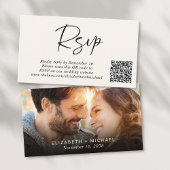 Modernes Foto QR Code Cream Wedding RSVP Begleitkarte