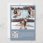 Modernes Foto QR Code Dusty Blue Wedding Einladung (Rückseite)